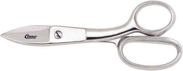 Clauss - 5" LOC, 7-3/4" OAL Chrome Plated Straight Shears - Serrated, Steel Straight Handle, For Paper, Fabric - Best Tool & Supply