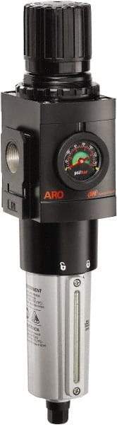 ARO/Ingersoll-Rand - 3/4" NPT Port Heavy Duty 1 Piece Filter/Regulator FRL Unit - Metal Bowl, 236 SCFM, 250 Max psi, 14.689" High x 4.091" Long, Automatic Drain - Best Tool & Supply