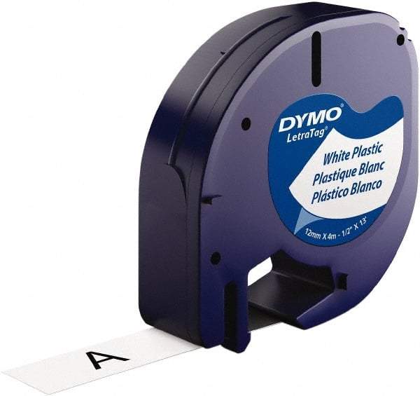 Dymo - 1/2" Wide x 156" Long, Black on White Plastic Label Printer Cartridge - For DYMO Letratag Printers - Best Tool & Supply