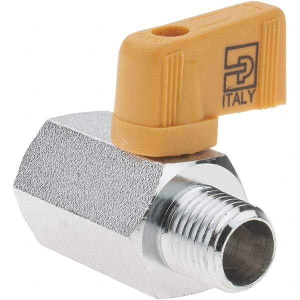 Parker - 1/4" Pipe, Brass Miniature Ball Valve - Male x Female Ends, Wedge Handle - Best Tool & Supply