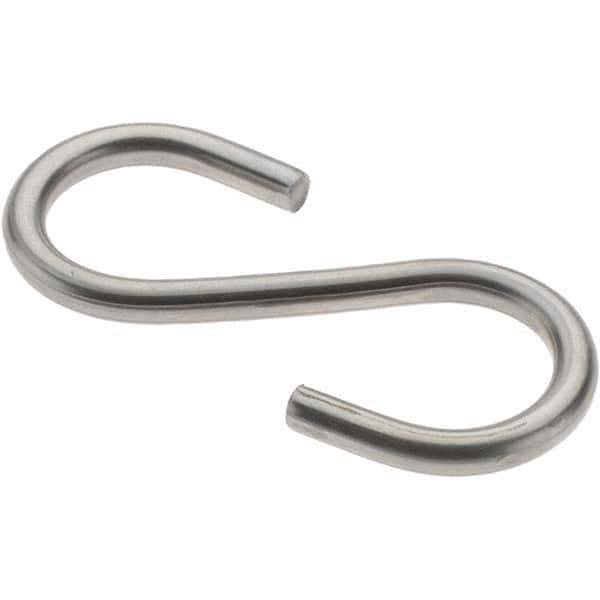 Value Collection - 304 Stainless Steel Uncoated S-Hook - 26 Lb Capacity, 0.148" Wire, 2" OAL - Best Tool & Supply