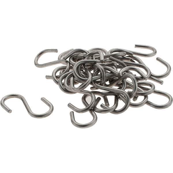 Value Collection - 304 Stainless Steel Uncoated S-Hook - 7 Lb Capacity, 0.08" Wire, 1-1/16" OAL - Best Tool & Supply