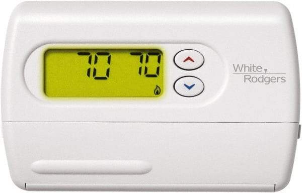 White-Rodgers - 45 to 90°F, 1 Heat, 1 Cool, Digital Nonprogrammable Heat Pump Thermostat - 0 to 30 Volts, Horizontal Mount, Push Button Switch - Best Tool & Supply