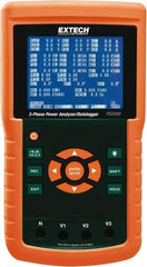 Extech - 3 Phase, 600 VAC, 200 to 3,000 Amp Capability, 45 to 65 Hz Calibration, LCD Display Power Meter - 0.5% Current Accuracy, 0.5% Voltage Accuracy - Best Tool & Supply