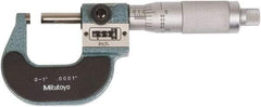 Mitutoyo - 0 to 1 Inch Range, Standard Throat, Electronic Outside Micrometer - 0.0001 Inch Accuracy, Friction Thimble, Rotating Spindle, Includes NIST Traceability Certification - Best Tool & Supply