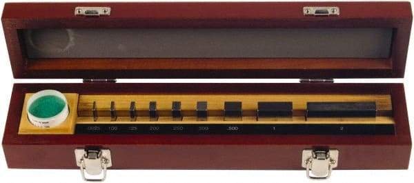 Mitutoyo - 9 Piece, 1/16 to 2", Grade AS-1, Steel Gage Block Set - Rectangular - Best Tool & Supply