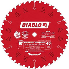 Freud - 10" Diam, 5/8" Arbor Hole Diam, 40 Tooth Wet & Dry Cut Saw Blade - Carbide-Tipped, Standard Round Arbor - Best Tool & Supply