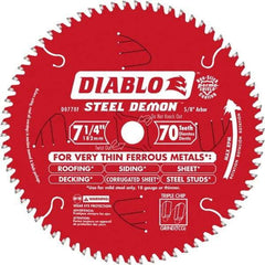 Freud - 7-1/4" Diam, 5/8" Arbor Hole Diam, 70 Tooth Wet & Dry Cut Saw Blade - Carbide-Tipped, Standard Round Arbor - Best Tool & Supply