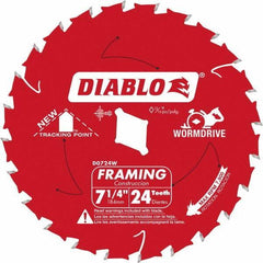 Freud - 7-1/4" Diam, 5/8" Arbor Hole Diam, 24 Tooth Wet & Dry Cut Saw Blade - Carbide-Tipped, Standard Round Arbor - Best Tool & Supply