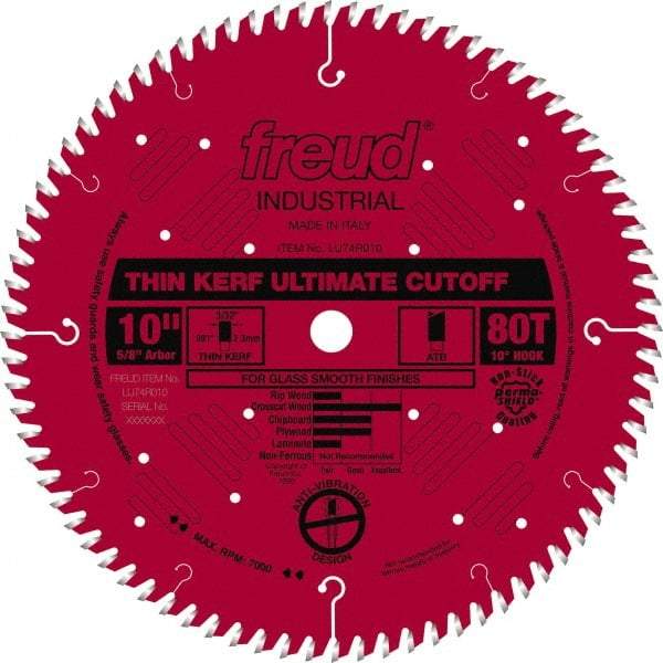 Freud - 10" Diam, 5/8" Arbor Hole Diam, 80 Tooth Wet & Dry Cut Saw Blade - Carbide-Tipped, Standard Round Arbor - Best Tool & Supply