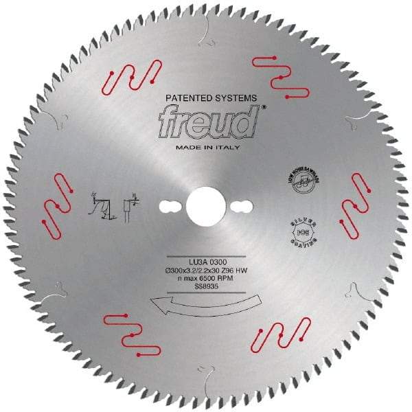 Freud - 300mm Diam, 1" Arbor Hole Diam, 96 Tooth Wet & Dry Cut Saw Blade - Carbide-Tipped, Standard Round Arbor - Best Tool & Supply