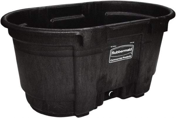 Rubbermaid - 100 Gallon Black Oval Plastic Stock Tank - 25" High x 31" Diam - Best Tool & Supply