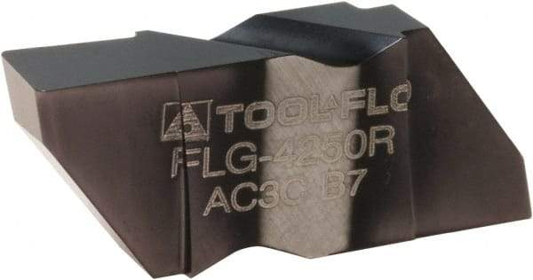 Tool-Flo - 4250FLG CB Grade AC50, 1/4" Cutting Width Carbide Grooving Insert - 1/4" Max Depth of Cut, Left Hand, 0.02 to 0.025" Corner Radius, AlTiN Finish - Best Tool & Supply