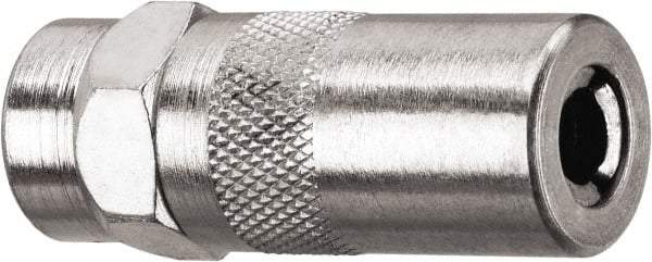 DeWALT - 10,000 Operating psi, 2" Long, 1/8 Thread, Nickel Plated Brass Fixed Grease Gun Coupler - NPT Thread, 10,000 psi Burst Pressure, Silver - Best Tool & Supply