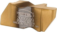 Hertel - 3047IR Grade HC335, 2.39mm Cutting Width Carbide Grooving Insert - 4.57mm Max Depth of Cut, Left Hand, 0.047" Corner Radius, TiN Finish - Best Tool & Supply