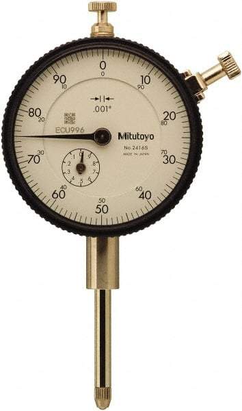 Mitutoyo - 1" Range, 0-100 Dial Reading, 0.001" Graduation Dial Drop Indicator - 57mm Dial, 0.1" Range per Revolution, 0.002" Accuracy, Includes NIST Traceability Certification - Best Tool & Supply