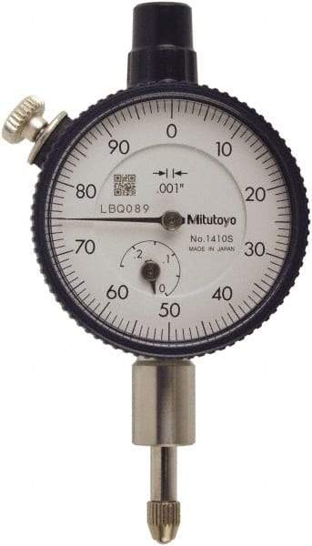 Mitutoyo - 0.025" Range, 0-100 Dial Reading, 0.001" Graduation Dial Drop Indicator - 40mm Dial, 0.1" Range per Revolution, 0.0001" Accuracy, Includes NIST Traceability Certification - Best Tool & Supply