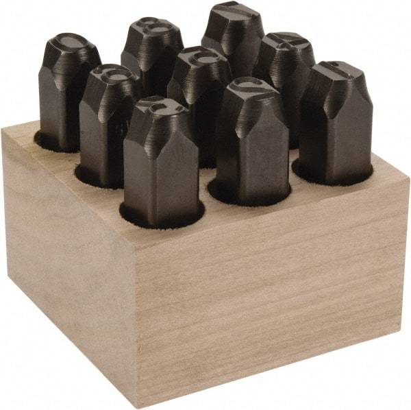 C.H. Hanson - 9 Piece, 1/2" Character Steel Stamp Set - Figures, Standard - Best Tool & Supply