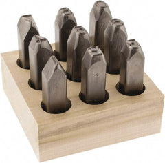 C.H. Hanson - 9 Piece, 1/2" Character Steel Stamp Set - Figures, Heavy Duty - Best Tool & Supply