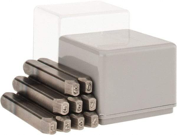 C.H. Hanson - 9 Piece, 1/8" Character Steel Stamp Set - Figures, Reverse - Best Tool & Supply