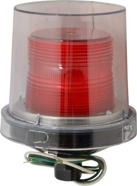 Federal Signal Corp - 120 VAC, 4X NEMA Rated, Strobe Tube, Red, Strobe Light - 80 Flashes per min, 1/2 Inch Pipe, 5-1/2 Inch Diameter, 7-1/4 Inch High, IP66 Ingress Rating, Pipe Mount - Best Tool & Supply