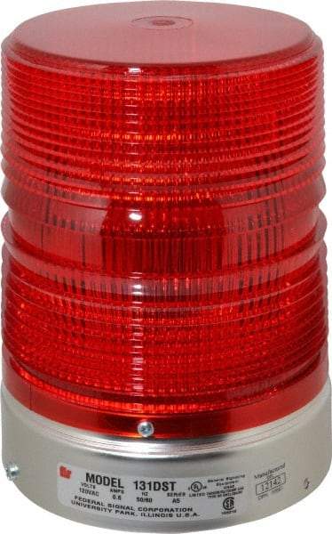 Federal Signal Corp - 120 VAC, 3R NEMA Rated, Strobe Tube, Red, Double Flash Strobe Light - 80 Flashes per min, 1/2 Inch Pipe, 5-11/16 Inch Diameter, 8-1/2 Inch High, IP45 Ingress Rating, Pipe Mount - Best Tool & Supply