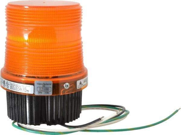 Federal Signal Corp - 120 VAC, 4X NEMA Rated, Strobe Tube, Amber, Single Flash Strobe Light - 90 Flashes per min, 1/2 Inch Pipe, 3-15/16 Inch Diameter, 5-1/4 Inch High, IP66 Ingress Rating, Pipe Mount, Surface Mount - Best Tool & Supply