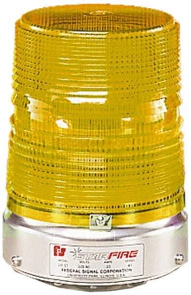 Federal Signal Corp - 120 VAC, 3R NEMA Rated, Strobe Tube, Amber, Double Flash Strobe Light - 80 Flashes per min, 1/2 Inch Pipe, 5-11/16 Inch Diameter, 8-1/2 Inch High, IP45 Ingress Rating, Pipe Mount - Best Tool & Supply