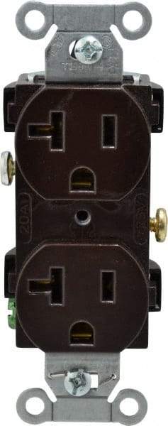 Hubbell Wiring Device-Kellems - 125 VAC, 20 Amp, 5-20R NEMA Configuration, Brown, Specification Grade, Self Grounding Duplex Receptacle - 1 Phase, 2 Poles, 3 Wire, Flush Mount - Best Tool & Supply