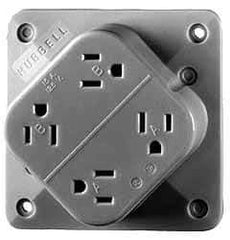 Hubbell Wiring Device-Kellems - 125 VAC, 15 Amp, 5-15R NEMA Configuration, Brown, Hospital Grade, Self Grounding Fourplex Receptacle - 1 Phase, 2 Poles, 3 Wire, Flush Mount, Impact Resistant - Best Tool & Supply