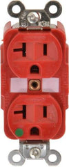 Hubbell Wiring Device-Kellems - 125 VAC, 20 Amp, 5-20R NEMA Configuration, Red, Hospital Grade, Self Grounding Duplex Receptacle - 1 Phase, 2 Poles, 3 Wire, Flush Mount, Tamper Resistant - Best Tool & Supply