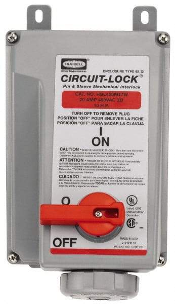 Hubbell Wiring Device-Kellems - 3 Phase, 600 VAC, 60 Amp, 40 hp, 4 Pin Configuration, Interlock Receptacle - 3 Poles, IEC 60309, Black - Best Tool & Supply
