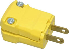 Hubbell Wiring Device-Kellems - 125 VAC, 15 Amp, 1-15P NEMA, Valise, Ungrounded, Commercial, Industrial Grade Plug - 2 Pole, 2 Wire, 1 Phase, 1/2 hp, Nylon, Yellow - Best Tool & Supply