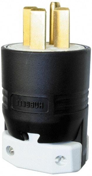 Hubbell Wiring Device-Kellems - 250 VAC, 30 Amp, 15-30P NEMA, Straight, Self Grounding, Commercial, Industrial Grade Plug - 3 Pole, 4 Wire, 3 Phase, 3 hp, Nylon, Black, White - Best Tool & Supply