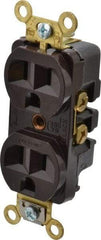 Hubbell Wiring Device-Kellems - 125 VAC, 15 Amp, 5-15R NEMA Configuration, Brown, Industrial Grade, Self Grounding Duplex Receptacle - 1 Phase, 2 Poles, 3 Wire, Flush Mount, Corrosion, Heat and Impact Resistant - Best Tool & Supply