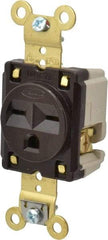 Hubbell Wiring Device-Kellems - 250 VAC, 15 Amp, 6-15R NEMA Configuration, Brown, Specification Grade, Self Grounding Single Receptacle - 1 Phase, 2 Poles, 3 Wire, Flush Mount - Best Tool & Supply