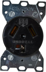 Hubbell Wiring Device-Kellems - 125/250 VAC, 30 Amp, 10-30R NEMA Configuration, Black/White, Industrial Grade, Self Grounding Single Receptacle - 1 Phase, 3 Poles, 3 Wire, Flush Mount - Best Tool & Supply