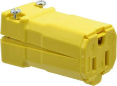 Hubbell Wiring Device-Kellems - 125 VAC, 15 Amp, 5-15R NEMA, Valise, Self Grounding, Commercial, Industrial Grade Connector - 2 Pole, 3 Wire, 1 Phase, 1/2 hp, Nylon, Yellow - Best Tool & Supply