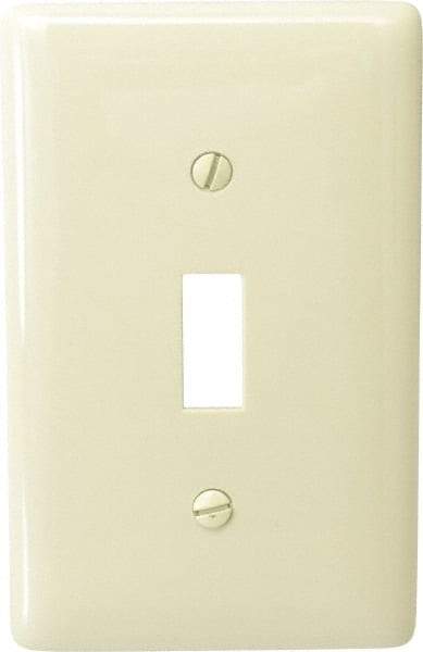 Hubbell Wiring Device-Kellems - 1 Gang, 4-1/2 Inch Long x 2.78 Inch Wide, Standard Switch Plate - Toggle Switch, Ivory, Nylon - Best Tool & Supply