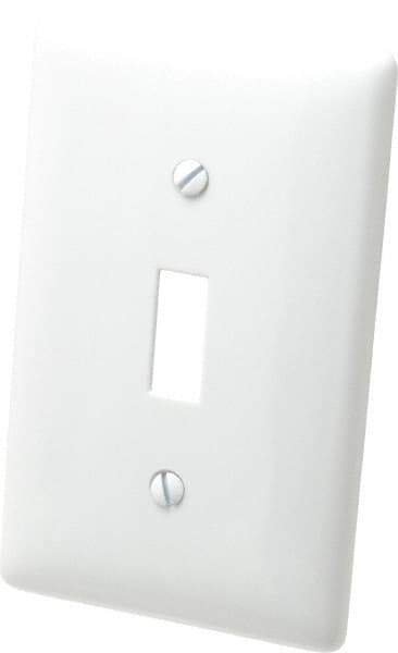 Hubbell Wiring Device-Kellems - 1 Gang, 4-1/2 Inch Long x 2.78 Inch Wide, Standard Switch Plate - Toggle Switch, White, Nylon - Best Tool & Supply