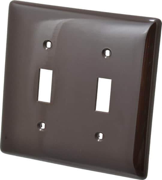 Hubbell Wiring Device-Kellems - 2 Gang, 4-1/2 Inch Long x 4.6 Inch Wide, Standard Switch Plate - Toggle Switch, Brown, Nylon - Best Tool & Supply