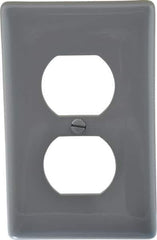 Hubbell Wiring Device-Kellems - 1 Gang, 4-1/2 Inch Long x 2.78 Inch Wide, Standard Outlet Wall Plate - Duplex Outlet, Gray, Nylon - Best Tool & Supply