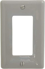 Hubbell Wiring Device-Kellems - 1 Gang, 4-1/2 Inch Long x 2.87 Inch Wide, Standard Outlet Wall Plate - Single Outlet, Gray, Nylon - Best Tool & Supply