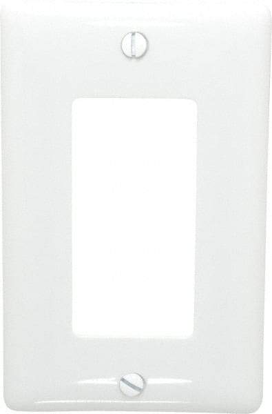 Hubbell Wiring Device-Kellems - 1 Gang, 4-1/2 Inch Long x 2.78 Inch Wide, Standard Outlet Wall Plate - GFCI/Surge Receptacle, White, Nylon - Best Tool & Supply