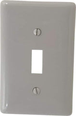 Hubbell Wiring Device-Kellems - 1 Gang, 4-1/2 Inch Long x 2.78 Inch Wide, Standard Switch Plate - Toggle Switch, Gray, Nylon - Best Tool & Supply