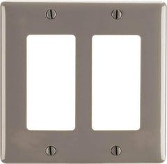 Hubbell Wiring Device-Kellems - 2 Gang, 4-1/2 Inch Long x 4.6 Inch Wide, Standard Outlet Wall Plate - GFCI/Surge Receptacle, Gray, Nylon - Best Tool & Supply