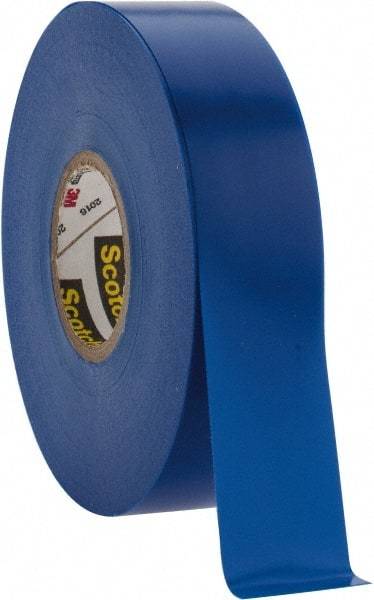 3M - 3/4" x 66', Blue Vinyl Electrical Tape - Series 35, 7 mil Thick, 1,250 V/mil Dielectric Strength, 17 Lb./Inch Tensile Strength - Best Tool & Supply