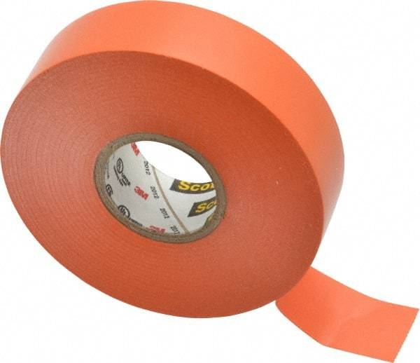 3M - 3/4" x 66', Orange Vinyl Electrical Tape - Series 35, 7 mil Thick, 1,250 V/mil Dielectric Strength, 17 Lb./Inch Tensile Strength - Best Tool & Supply