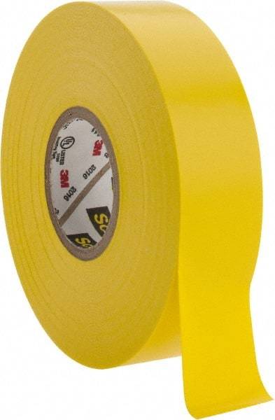 3M - 3/4" x 66', Yellow Vinyl Electrical Tape - Series 35, 7 mil Thick, 1,250 V/mil Dielectric Strength, 17 Lb./Inch Tensile Strength - Best Tool & Supply