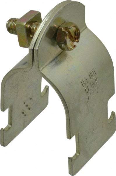 Thomas & Betts - 1-1/4" Pipe, 14 Gauge" Pipe or Tube Clamp - Gold Galvanized, 1,000 Lb Capacity - Best Tool & Supply